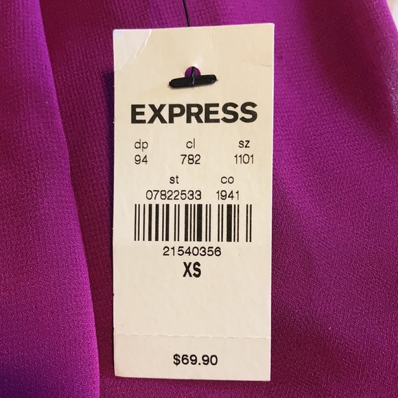 Express Fuchsia Long Sleeve V Neck Dress w/ Keyhole Size XS New - Picture 5 of 5